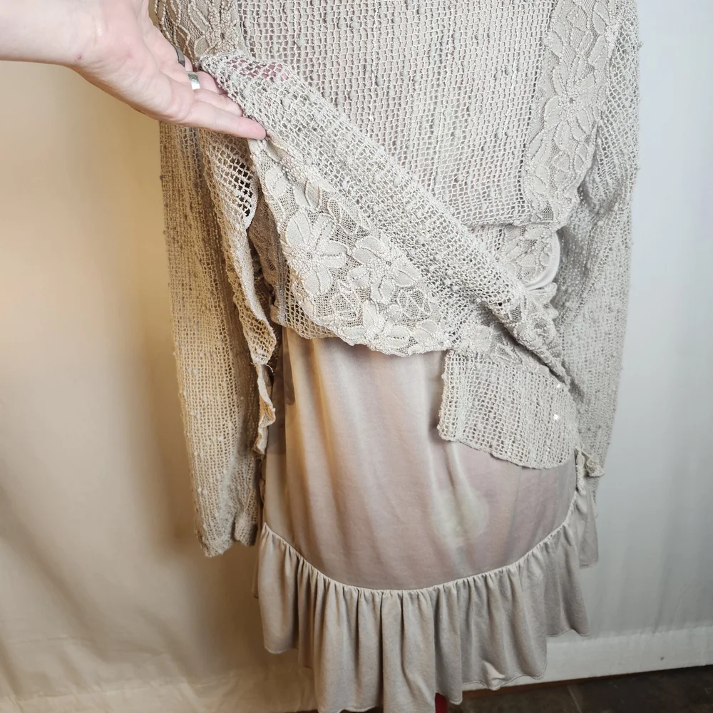 Indigo Soul Beige Long Sleeve Lace Dress - Picture 5 of 8